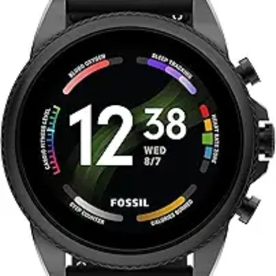 Fossil Men’s Gen 6 44mm Stainless Steel and Silicone Touchscreen Smart Watch