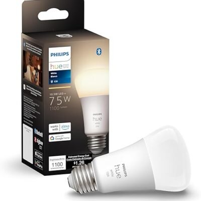 Philips Hue Smart 75W A19 LED Bulb - Soft Warm White Light - 1 Pack - 1100LM - E26 - Indoor - Control with Hue App - Works with Alexa, Google Assistant and Apple Homekit